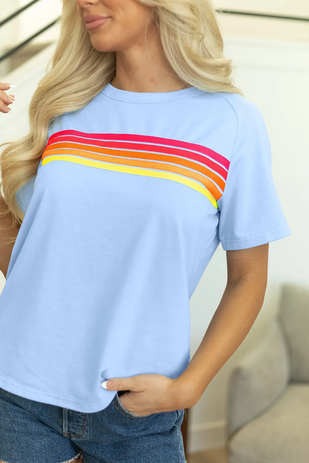 Beau Blue Striped Patch Front Casual Tee sold by Zulily product image thumbnail 5