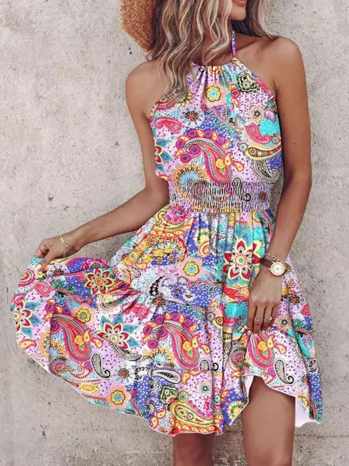 Paisley Print Halter Neck Mini Dress sold by Zulily product image thumbnail 5