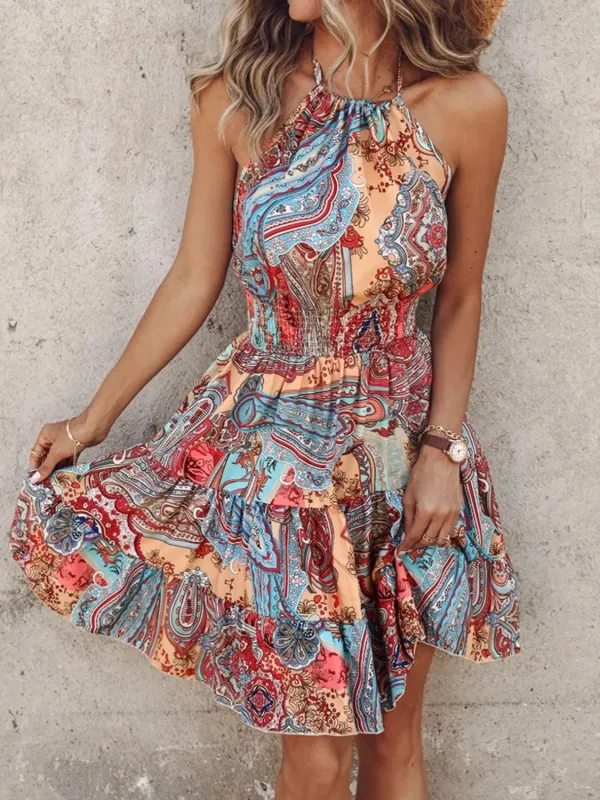 Paisley Print Halter Neck Mini Dress made by Zulily