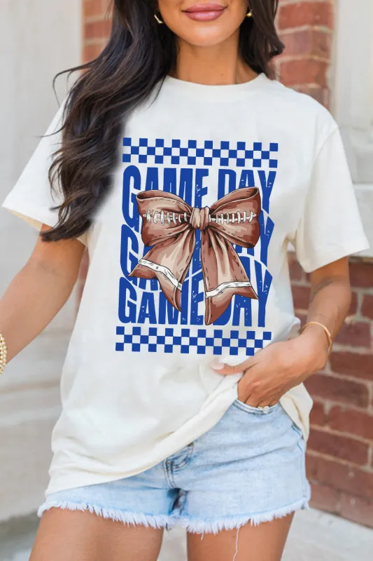 White Rugby Bowknot GAME DAY Graphic Tee made by Zulily