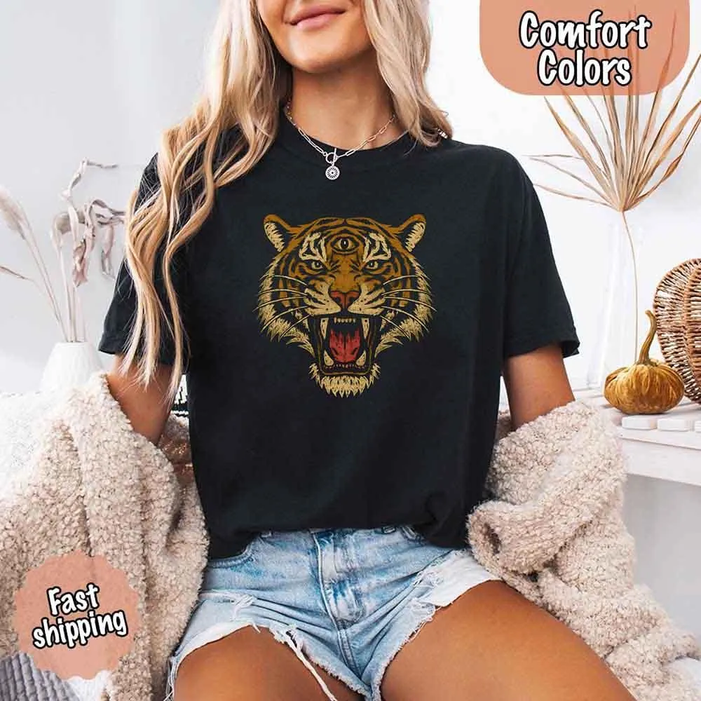 Vintage Tiger Graphic Tee – 90s Jungle Safari Comfort Colors Shirt sold by Zulily product image thumbnail 3