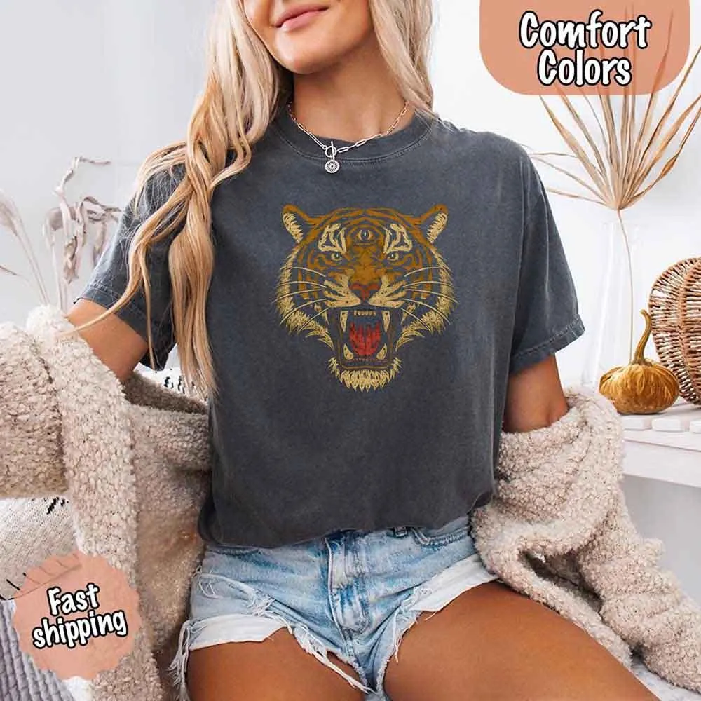 Vintage Tiger Graphic Tee – 90s Jungle Safari Comfort Colors Shirt sold by Zulily product image thumbnail 5