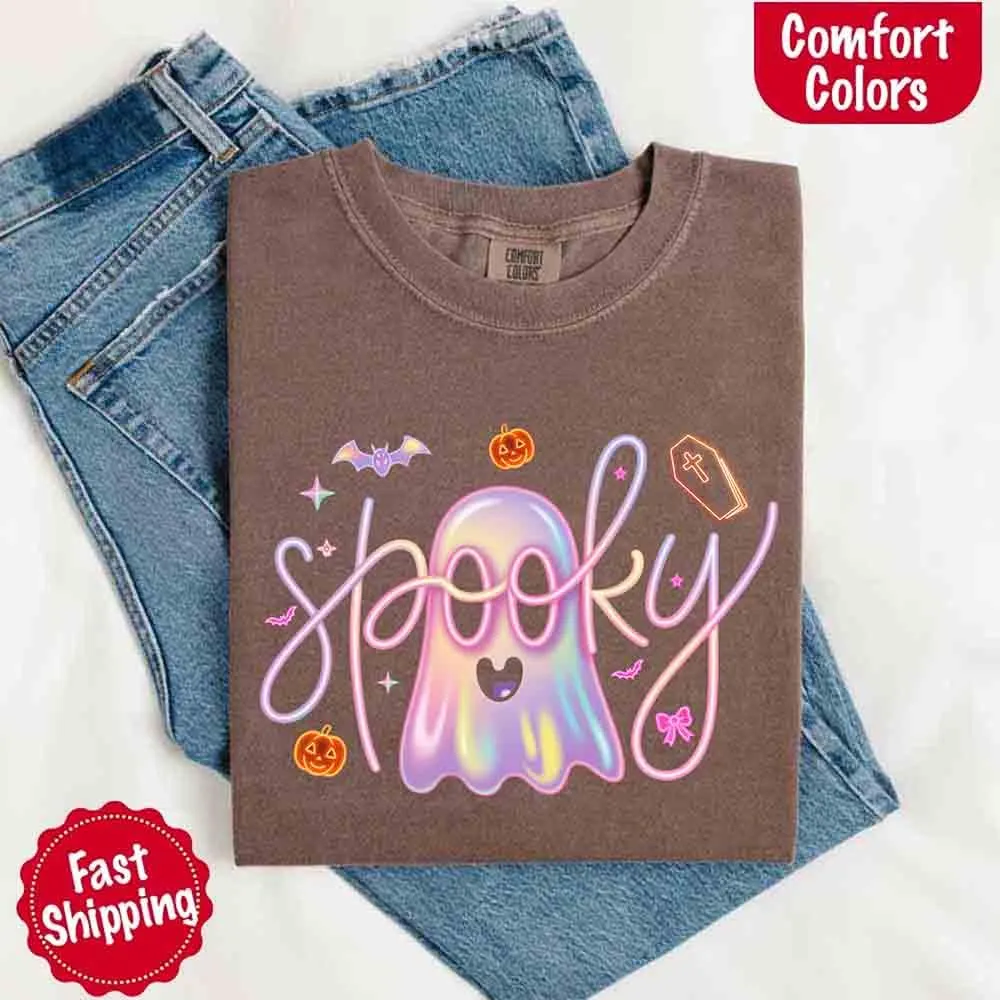 Neon Spooky Ghost Comfort Colors T-Shirt sold by Zulily product image thumbnail 4