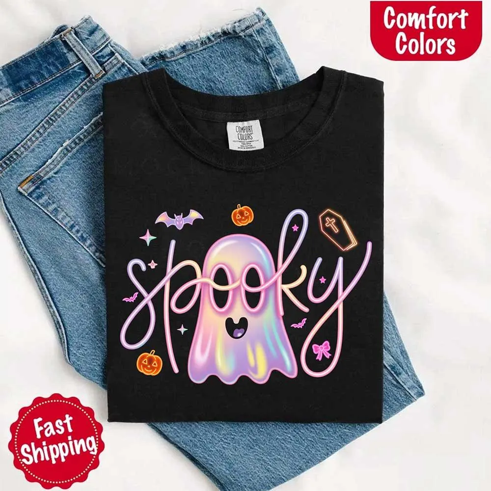 Neon Spooky Ghost Comfort Colors T-Shirt sold by Zulily product image thumbnail 2