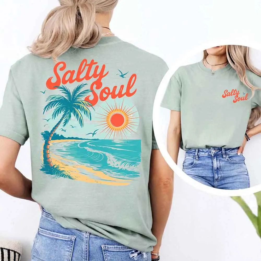 Salty Soul Comfort Colors Tee – Women’s Summer Beach Shirt sold by Zulily product image thumbnail 3