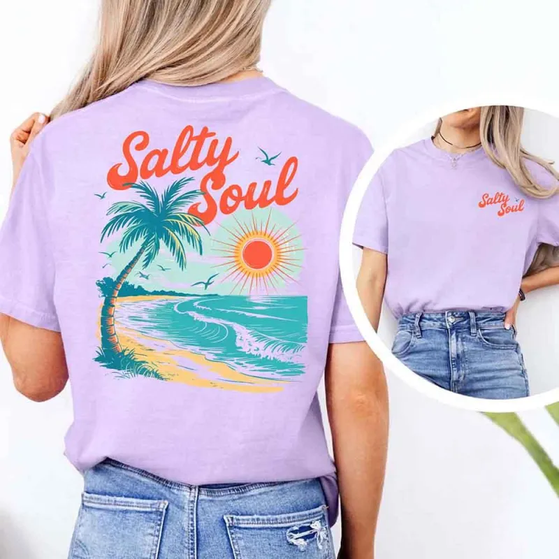 Salty Soul Comfort Colors Tee – Women’s Summer Beach Shirt made by Zulily