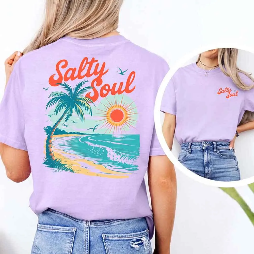 Salty Soul Comfort Colors Tee – Women’s Summer Beach Shirt sold by Zulily