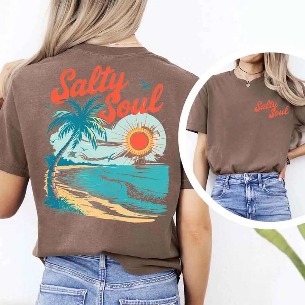 Salty Soul Comfort Colors Tee – Women’s Summer Beach Shirt sold by Zulily product image thumbnail 2
