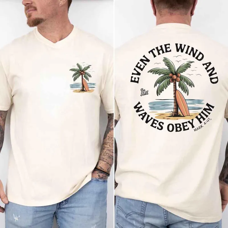 Even the Wind Obey Him Tee – Christian Graphic Shirt, Unisex Bible Verse Top made by Zulily