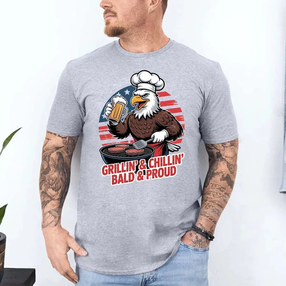 Grillin’ & Chillin’, Bald & Proud T-Shirt – Patriotic Bald Eagle BBQ Vintage Tee sold by Zulily product image thumbnail 2