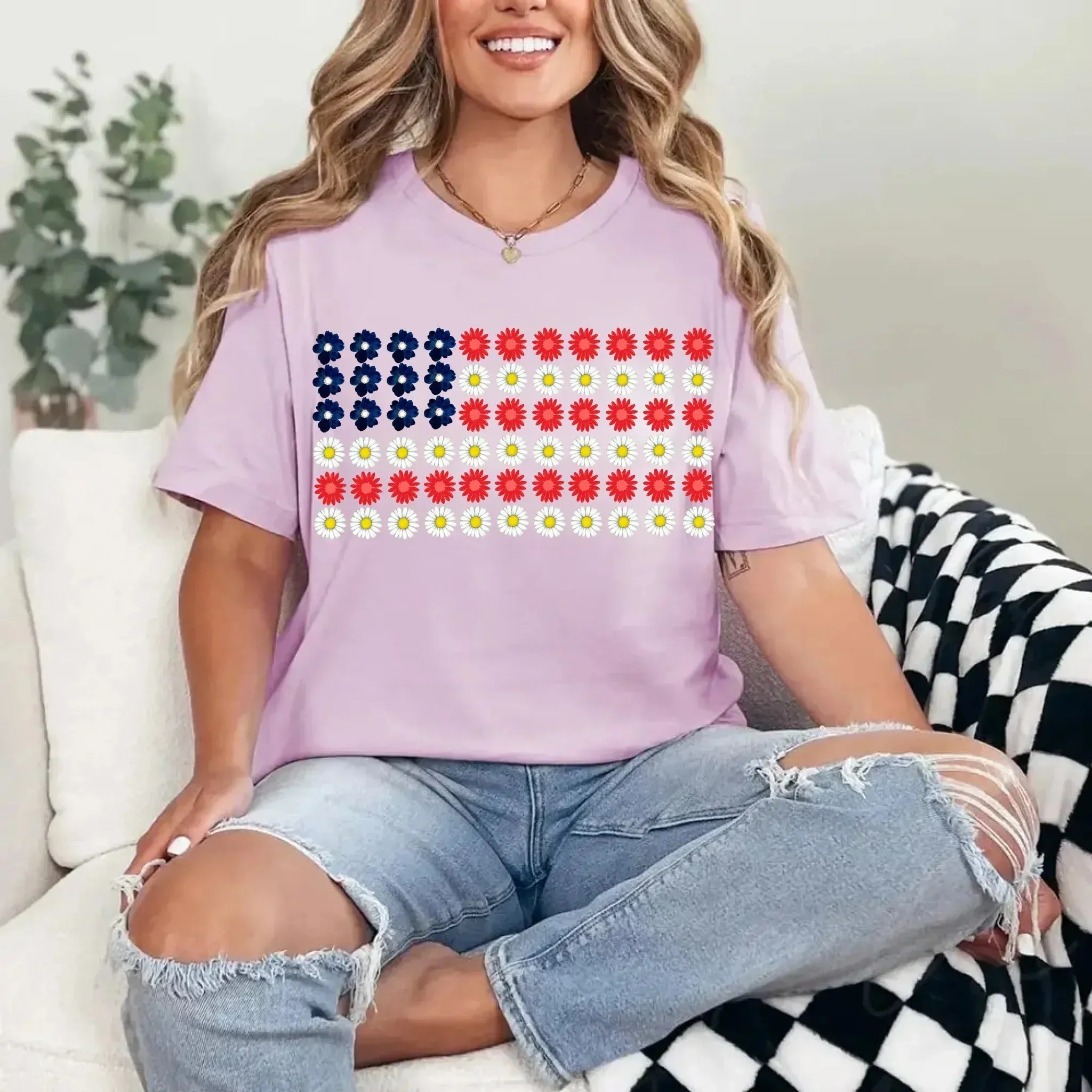 American Flag Daysies, Flowers Independence Day T-shirt sold by Zulily product image thumbnail 3