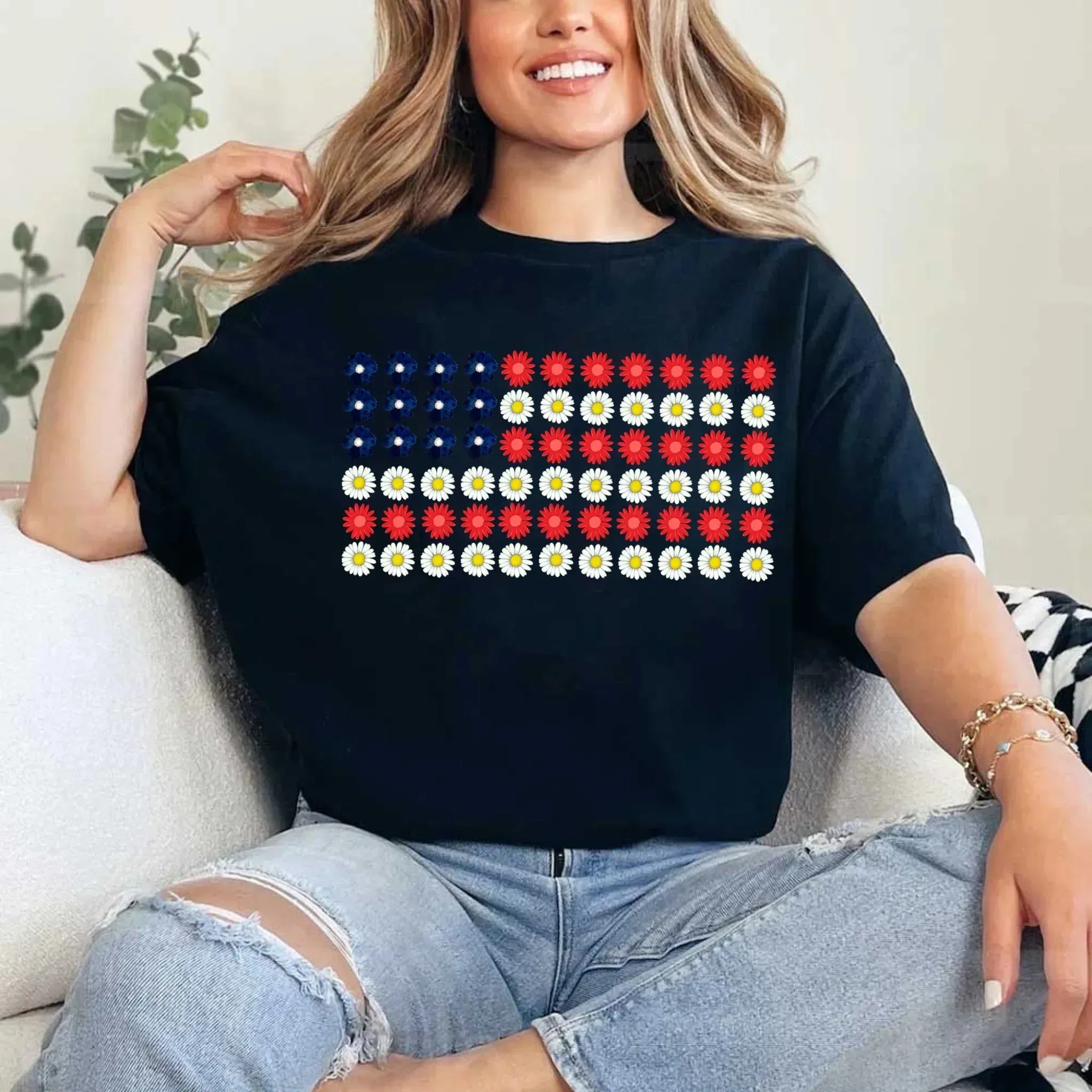 American Flag Daysies, Flowers Independence Day T-shirt sold by Zulily product image thumbnail 4