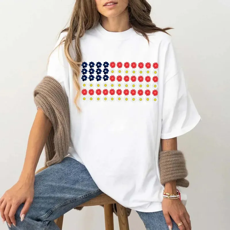 American Flag Daysies, Flowers Independence Day T-shirt made by Zulily