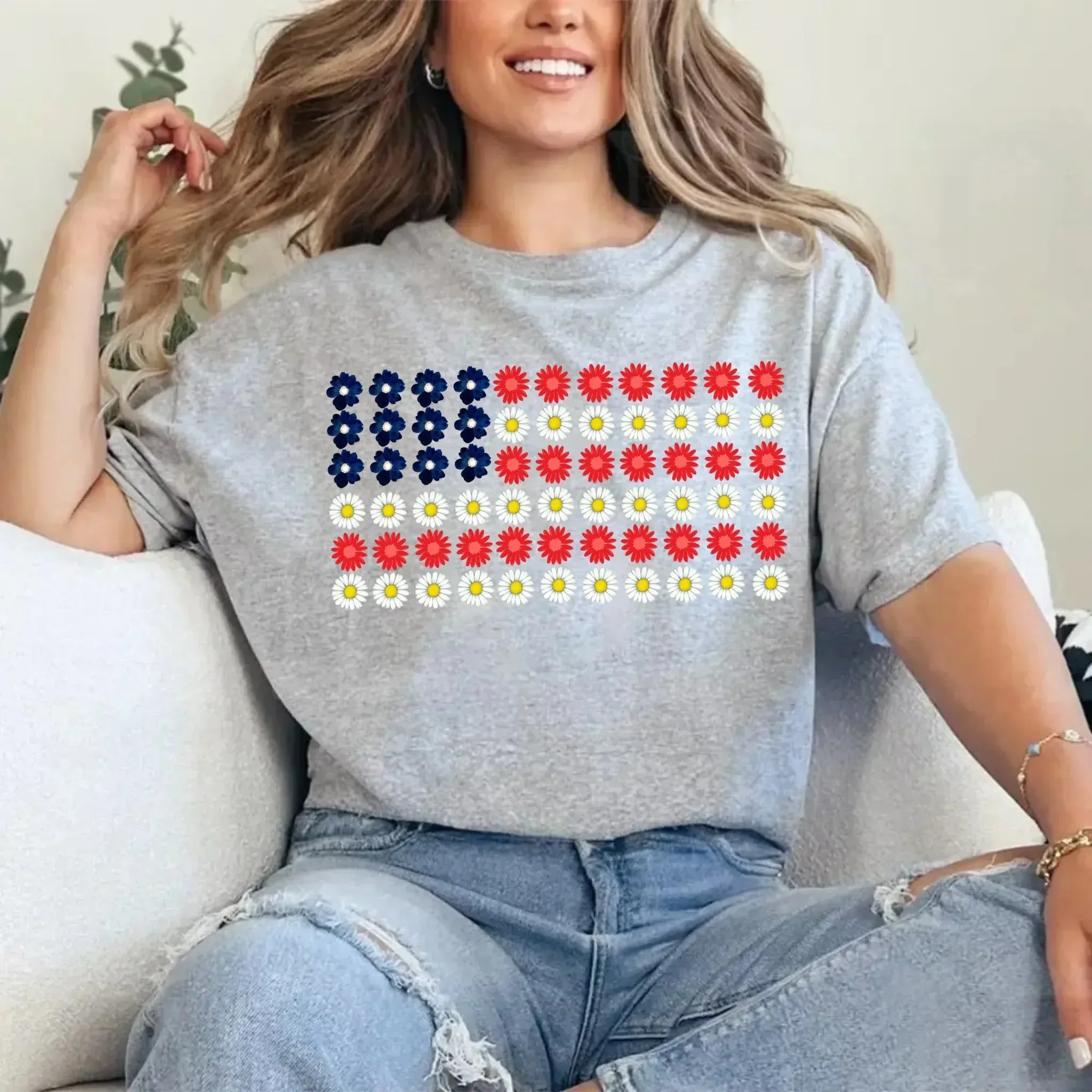 American Flag Daysies, Flowers Independence Day T-shirt sold by Zulily product image thumbnail 2