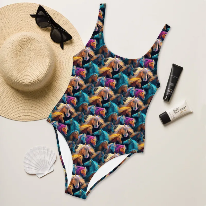 Baha Ranch Yeehaw Wild Horses One-Piece Swimsuit made by Zulily