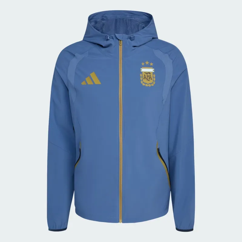 [jz6313] Mens Adidas Afa Argentina Tiro Travel Full Zip Windbreaker - Crew Blue made by Adidas