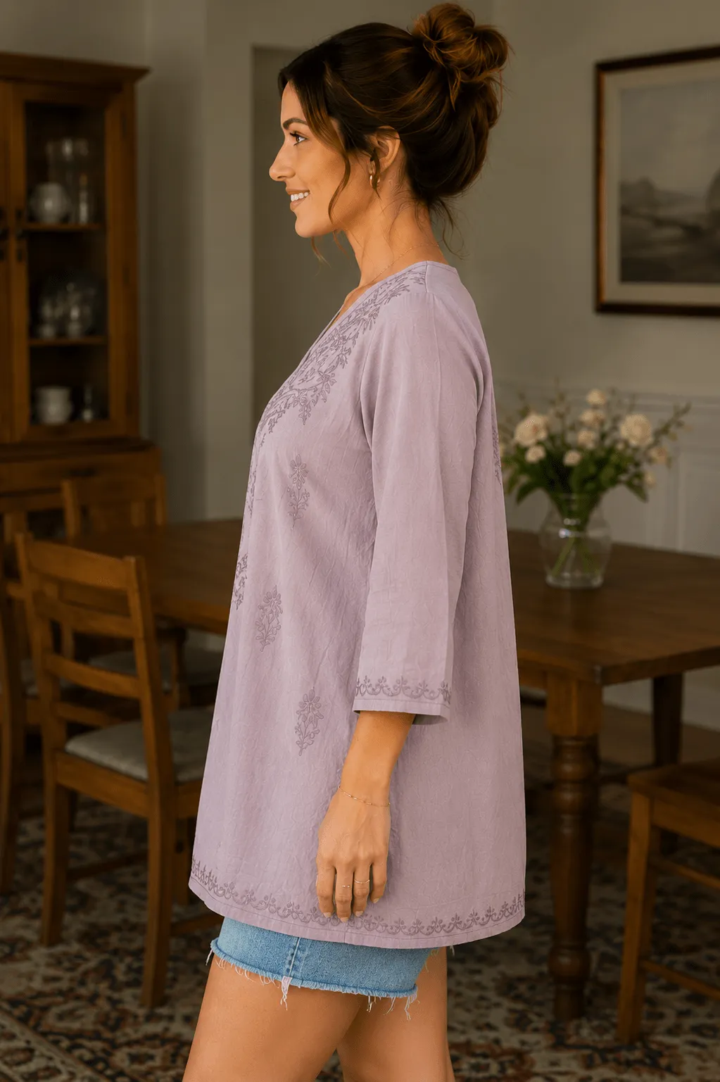 La Chic Women's Embroidered Cotton Kurta Tunic Top sold by Zulily product image thumbnail 3