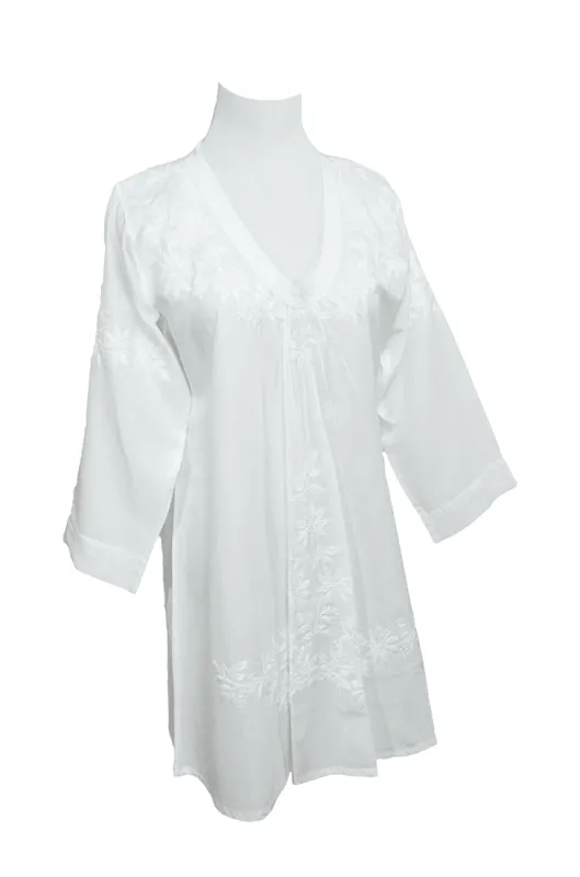 La Chic Women's Embroidered Cotton Oval Neckline Top made by Zulily
