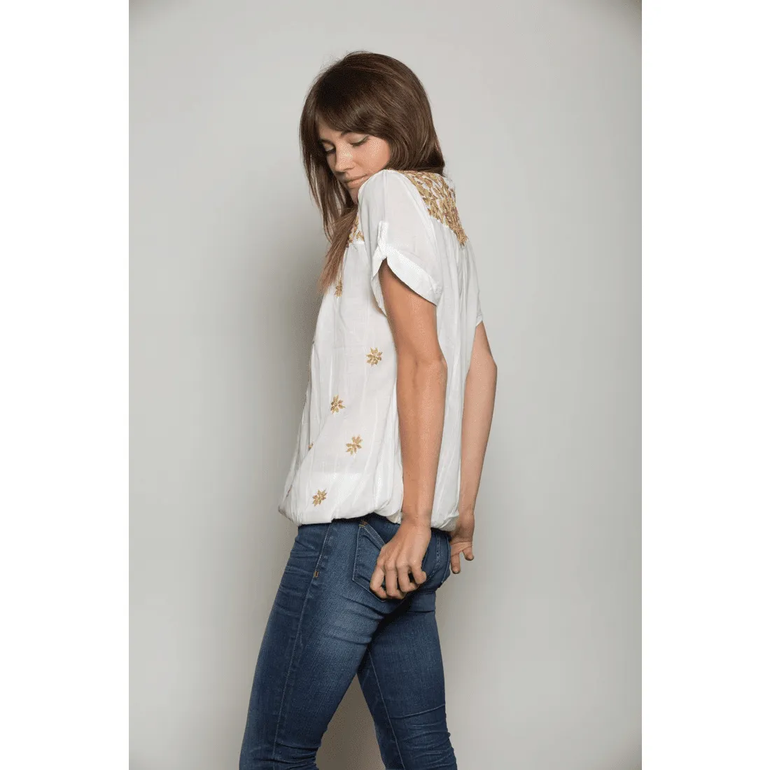 La Chic Women's Embroidered Cotton Short Sleeves Baggy Top sold by Zulily product image thumbnail 2