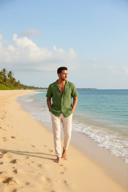 Men's Casual Beach Shirt - Short Sleeve Button Down for Effortless Summer Style made by Zulily