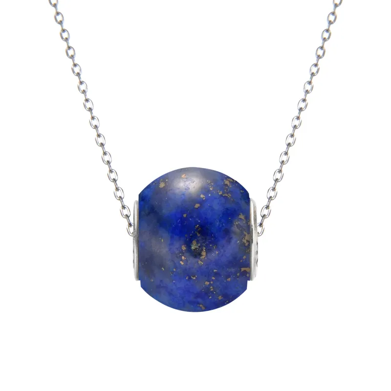 Sterling Silver with Lapis Lazuli Single Bead Necklace made by Zulily