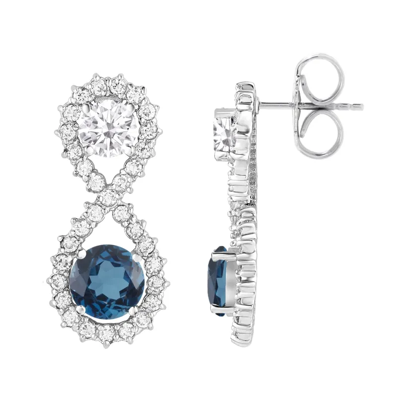 London Blue Topaz and Moissanite Sterling Silver Infinity Drop Earrings made by Zulily