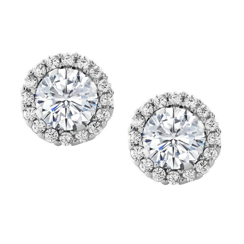 Sterling Silver Halo Stud Earrings Moissanite & White Topaz made by Zulily