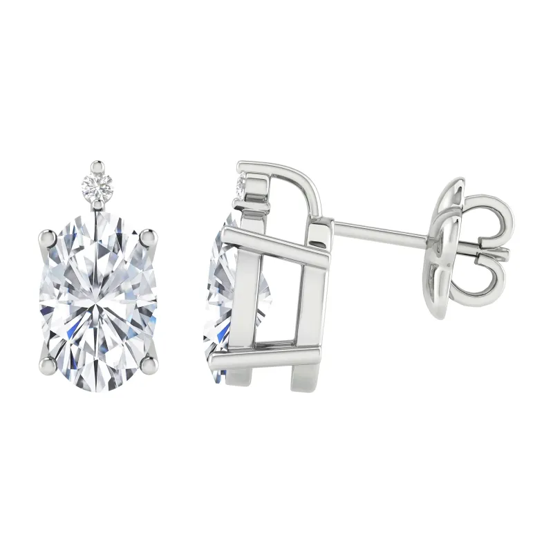2.15CT Moissanite and Natural White Diamond Sterling Silver Oval Stud Earrings made by Zulily