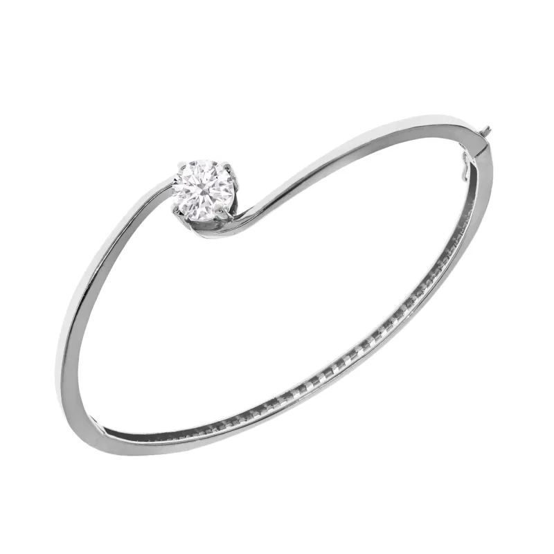 Sterling Silver 1.60CT Moissanite Solitaire Bangle Bracelet made by Zulily