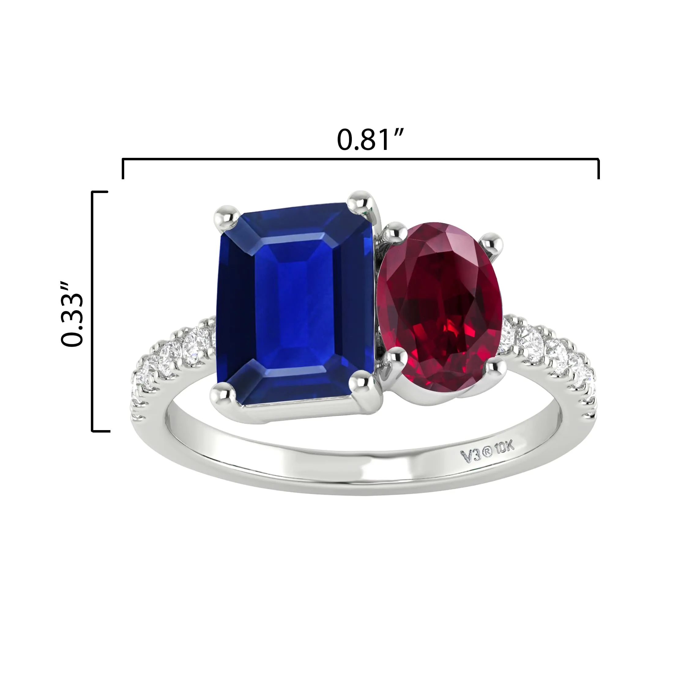 Sterling Silver Blue Sapphire and Ruby Two Stone Engagement Ring sold by Zulily product image thumbnail 3