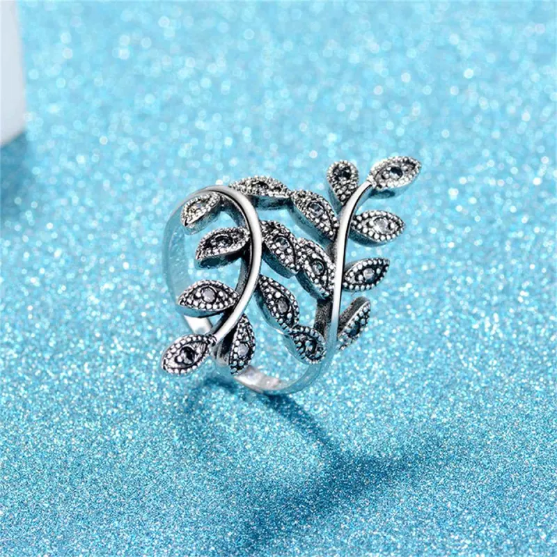 Cubic Zirconia & Silvertone Leaves Bypass Ring made by Zulily