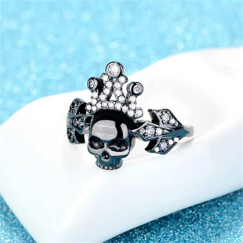 Cubic Zirconia & Black-Tone Crown Skull Ring made by Zulily