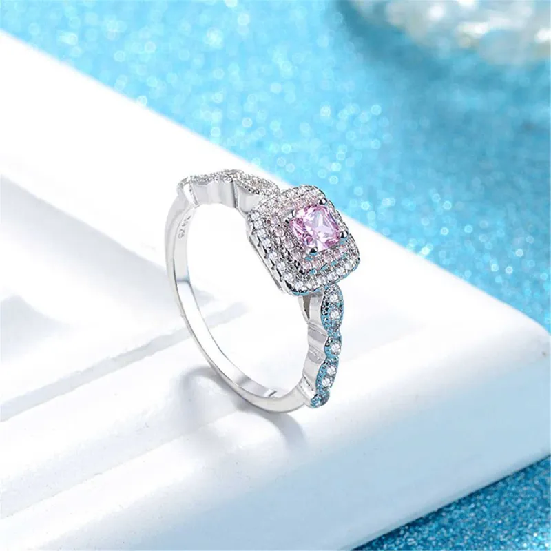 Pink Cushion Crystal & Cubic Zirconia Halo Ring made by Zulily