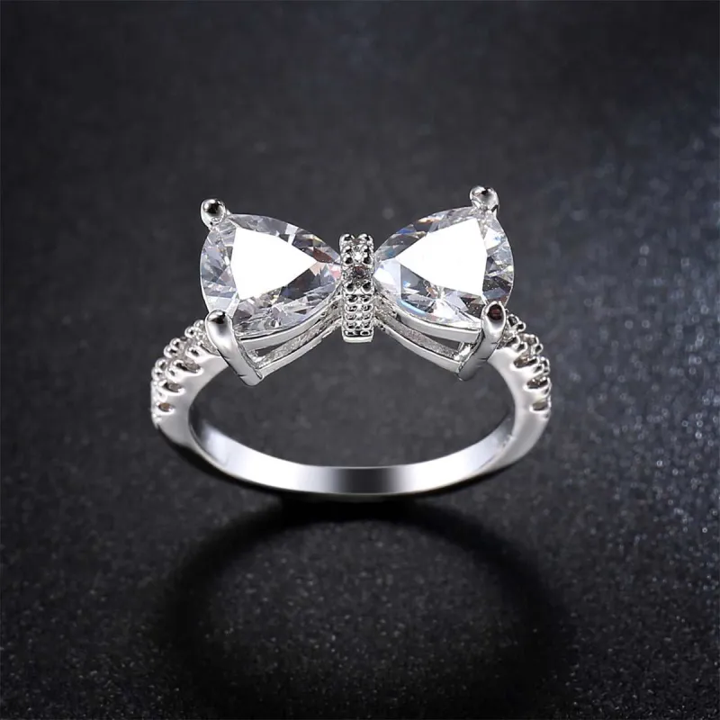 Crystal & Cubic Zirconia Silvertone Bow Ring made by Zulily