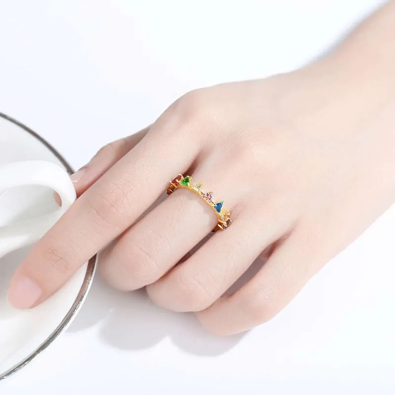Crystal & Goldtone Multicolor Triangle Band Ring made by Zulily