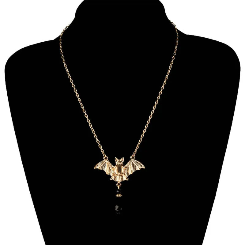Black Acrylic & Goldtone Bat Pendant Necklace made by Zulily