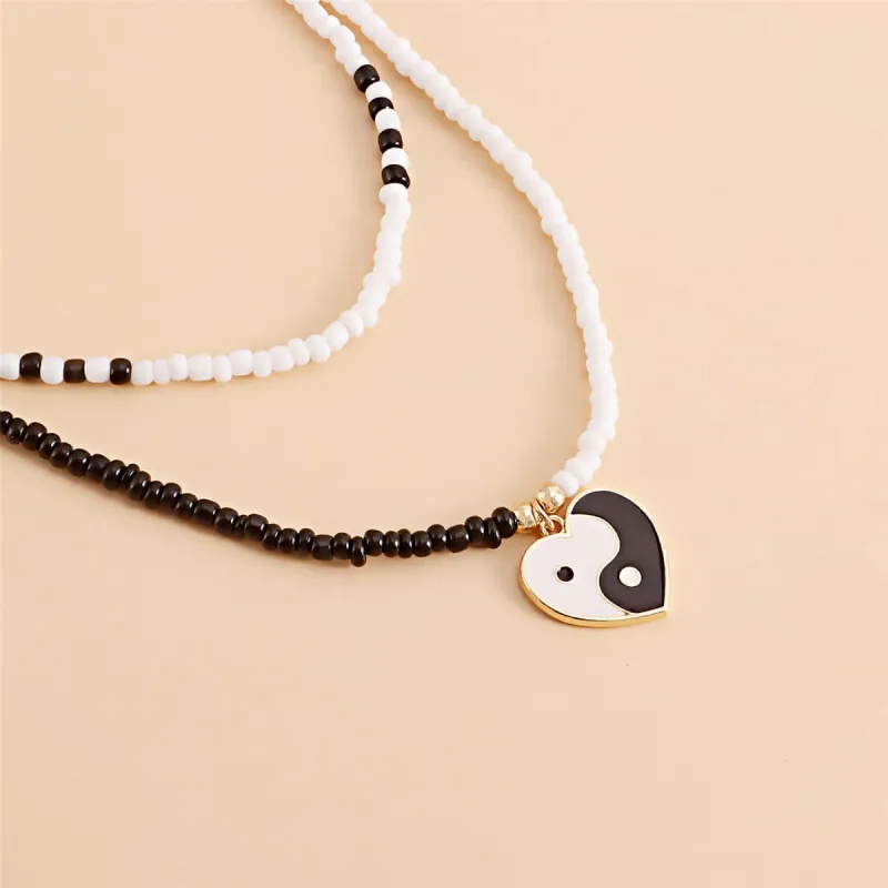 Black & White Howlite Yin Yang Pendant Layered Necklace made by Zulily