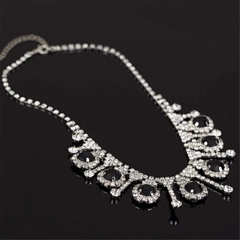 Black & Cubic Zirconia Round Statement Necklace & Drop Earrings made by Zulily