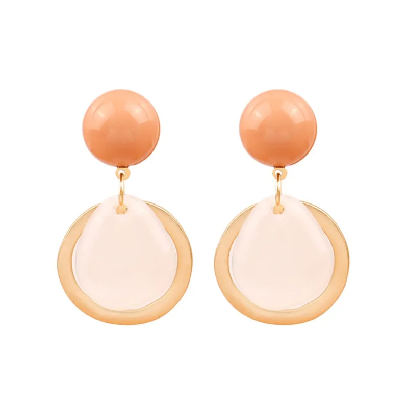 Beige & Goldtone Two-Tier Drop Earrings made by Zulily