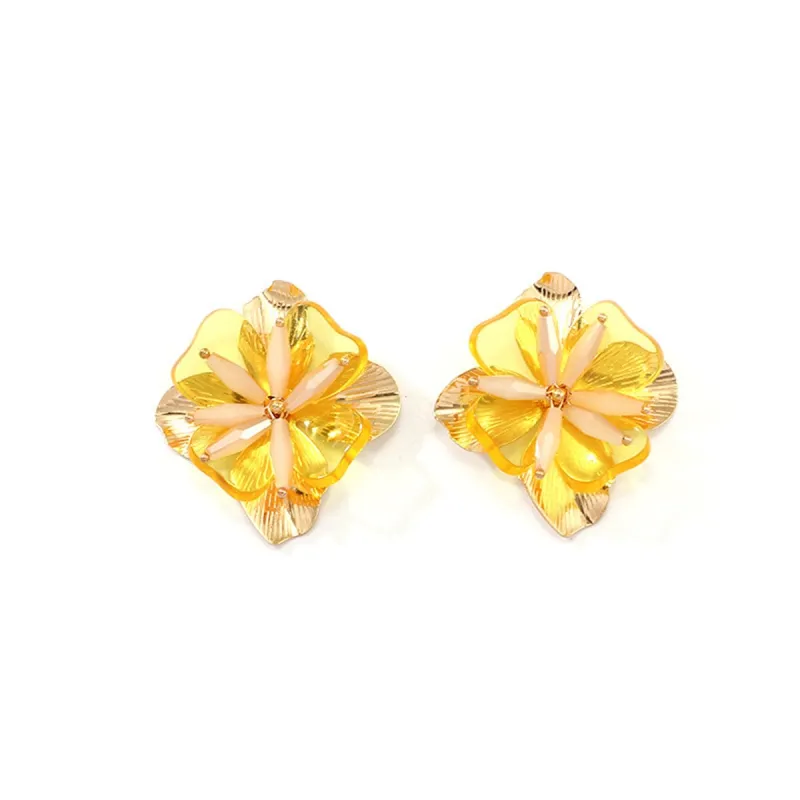 Acrylic & Goldtone Flower Stud Earrings made by Zulily