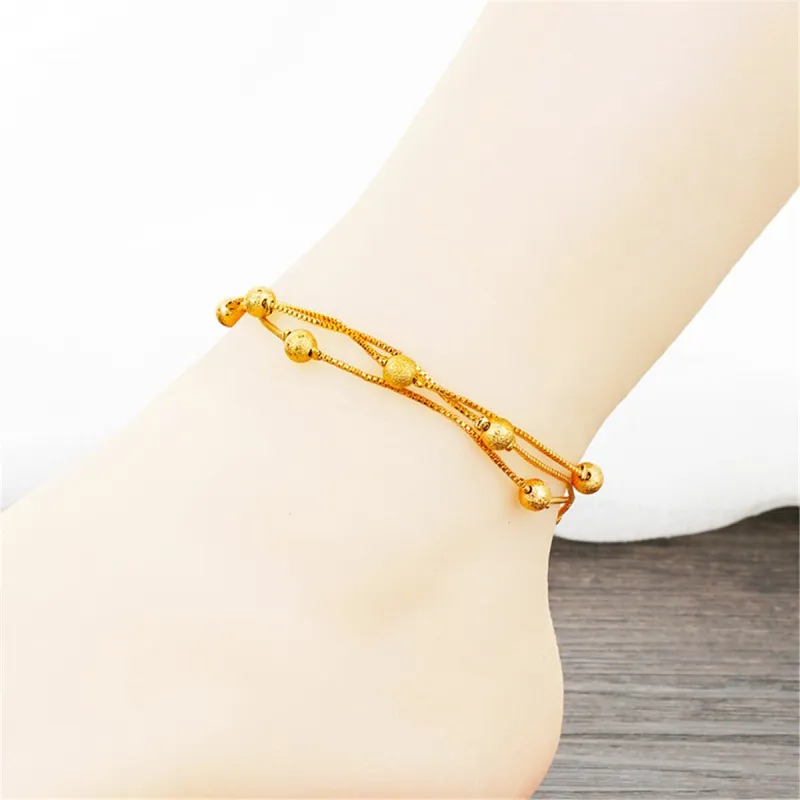 24K Goldtone Round Bead Layered Anklet made by Zulily