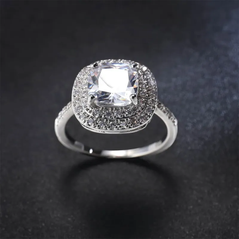 Cubic Zirconia & Crystal Halo Ring made by Zulily