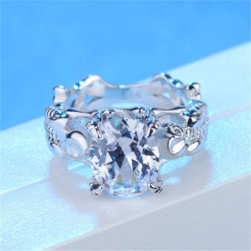 Crystal & Silvertone Ornate Oval-Cut Prong-Set Ring made by Zulily