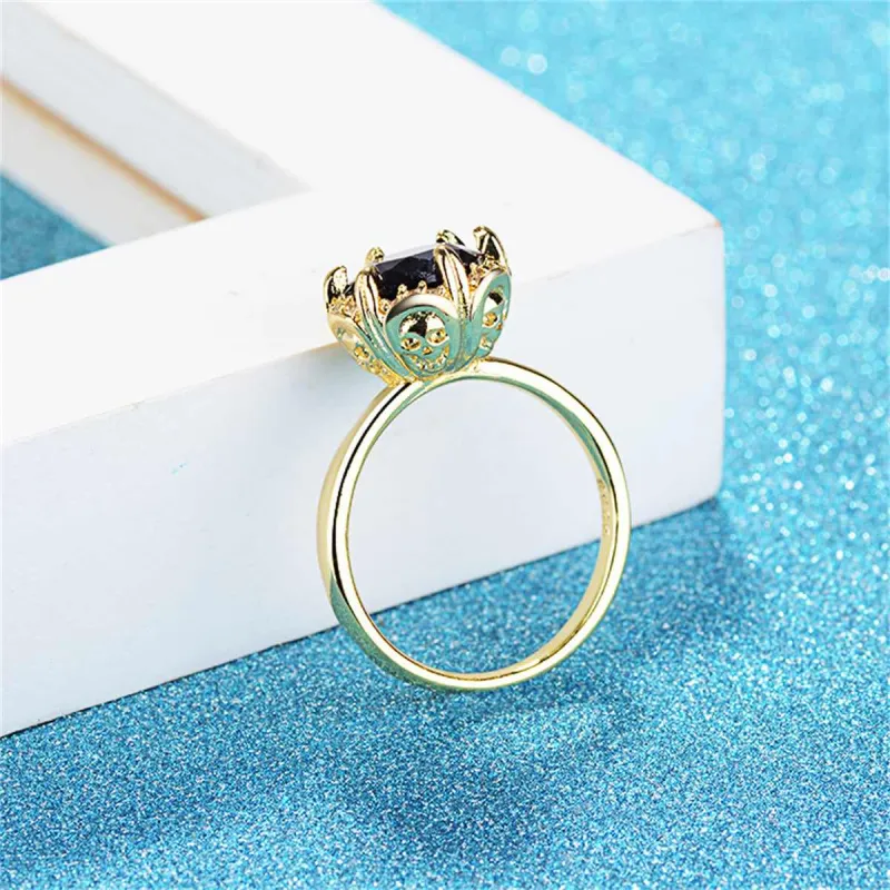 Black Crystal & Cubic Zirconia Goldtone Skull Cocktail Ring made by Zulily