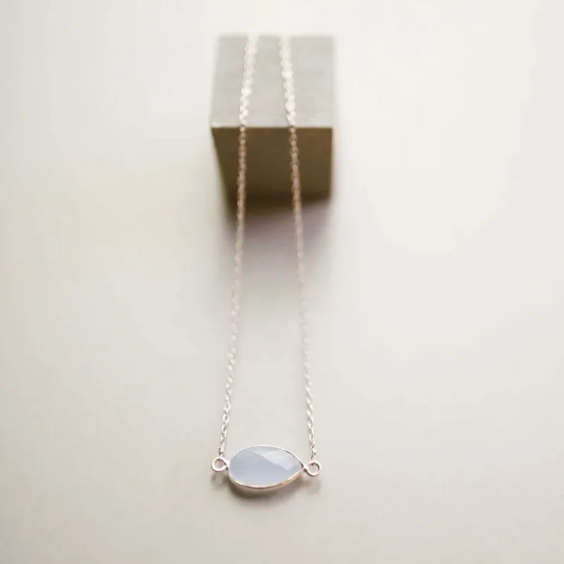 Blue Chalcedony Silver Minimalist Necklace made by Zulily