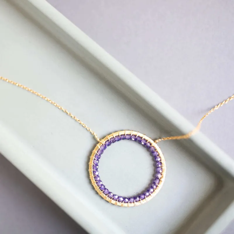 Amethyst Halo Necklace made by Zulily