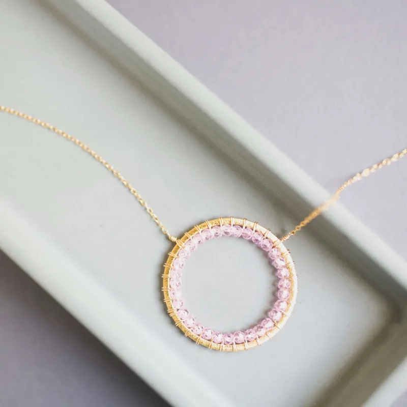 Rose Quartz Halo Necklace made by Zulily