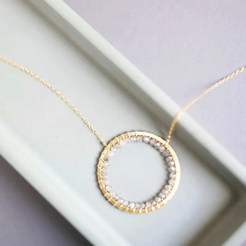 Labradorite Halo Necklace made by Zulily