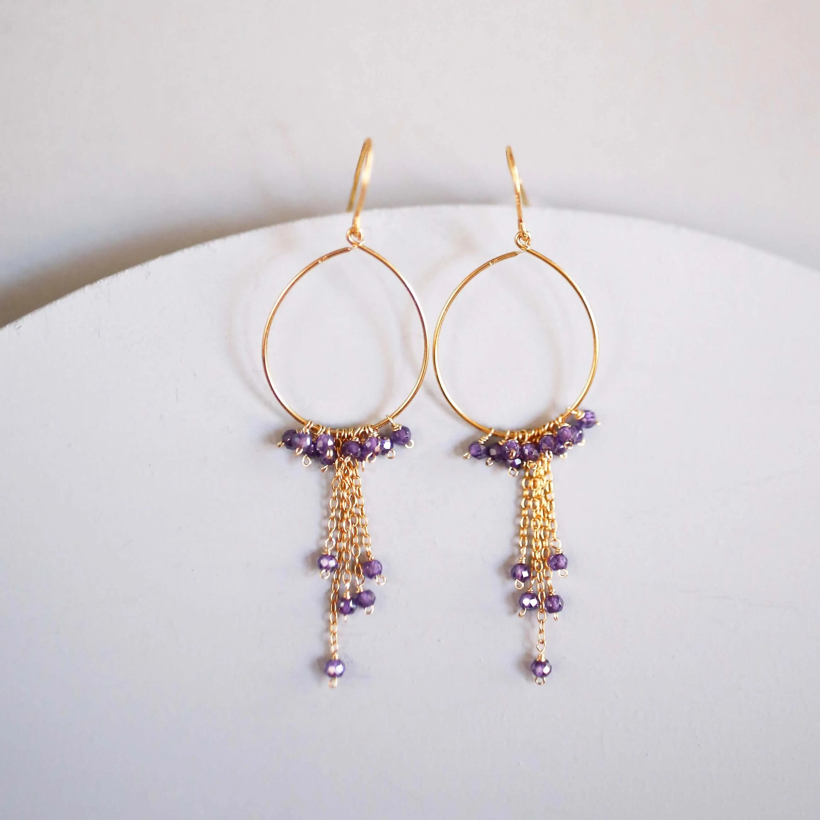 Amethyst Gold Mini Swing Hoop Earrings sold by Zulily product image thumbnail 2