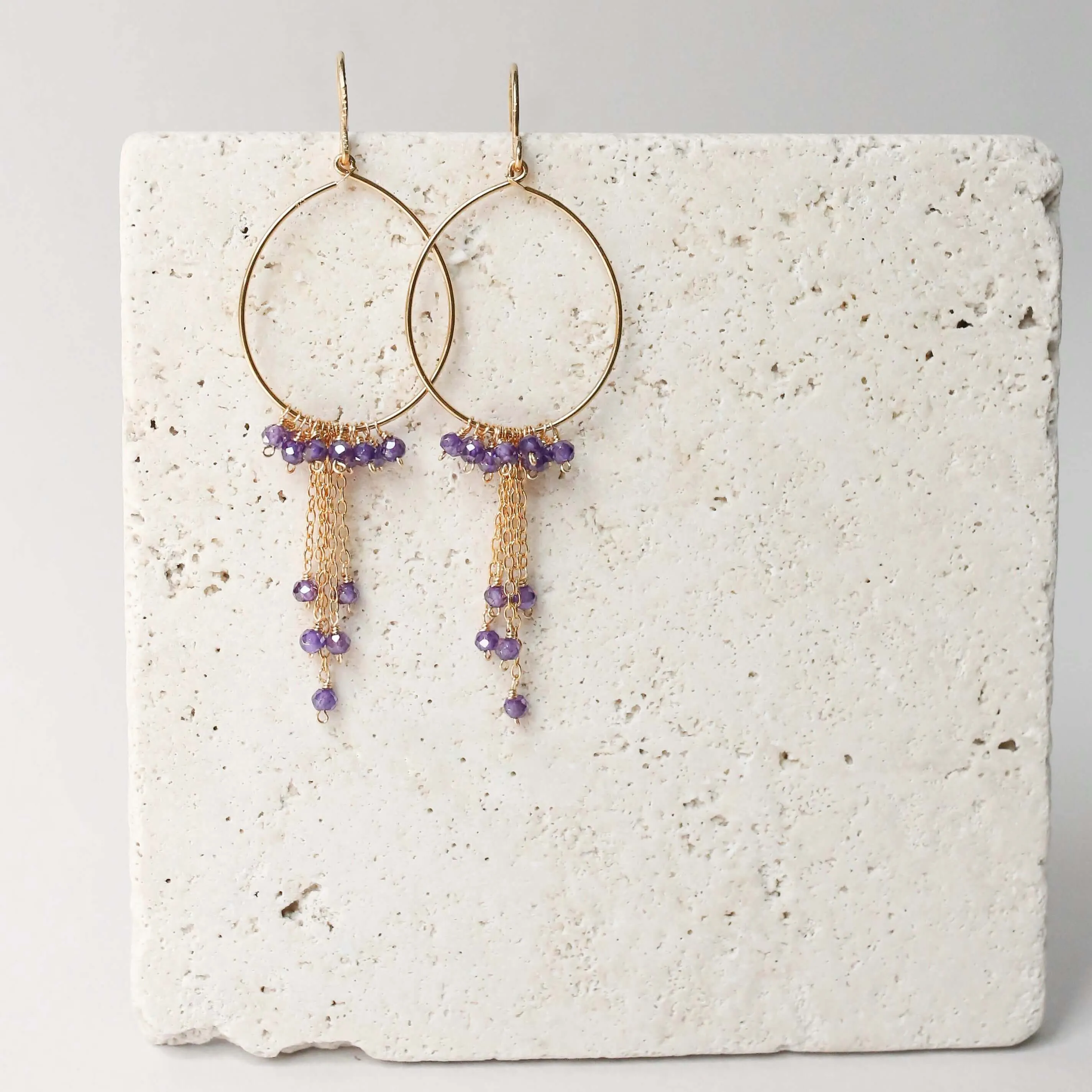 Amethyst Gold Mini Swing Hoop Earrings sold by Zulily product image thumbnail 3